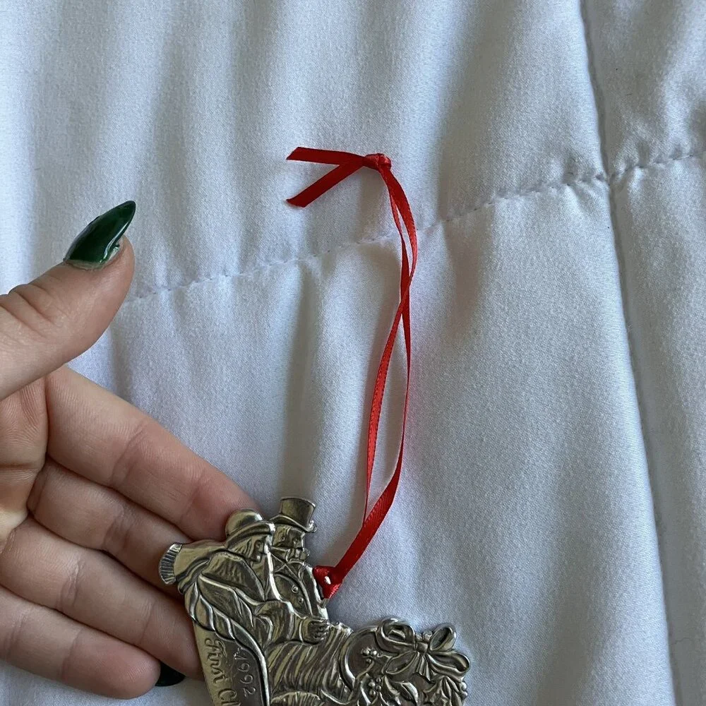 Vintage Kirk Stieff 1992 First Christmas Together‎ Ornament Pewter Sleigh Silver